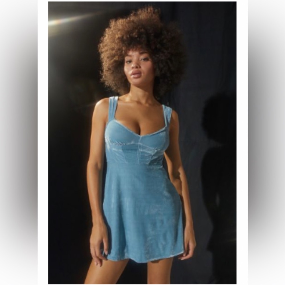 Velvet Baby Blue Mini Dress